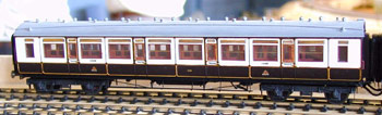 Model of a 57' LNWR D265 Corridor Third coach